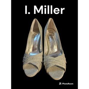 I. Miller Glitter High Heels‎ Women's Peep Toe Size 7